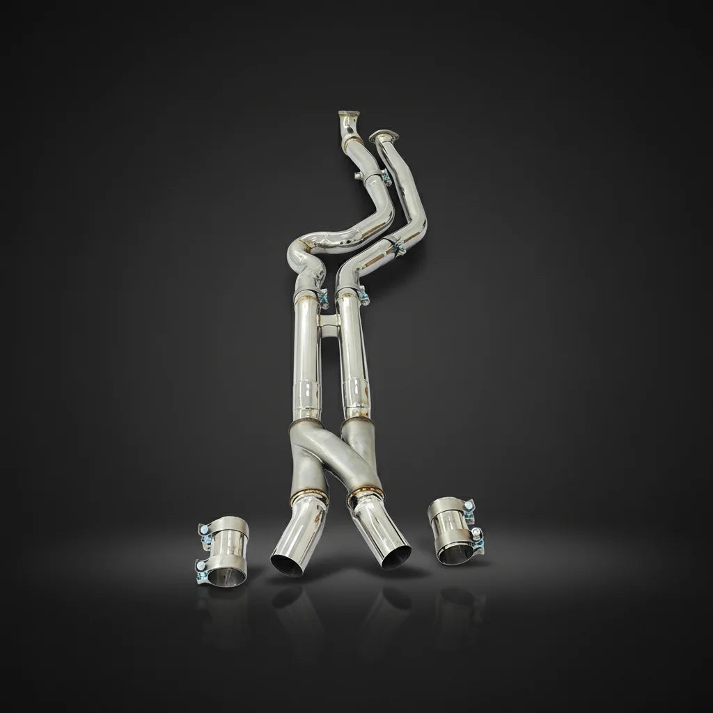 Titronic Systems Z-Pipe midpipe — full unit, alternate angle